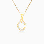 Pendentif lettre "C" en or avec zircons