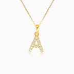 Pendentif lettre "A" en or avec zircons
