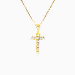 Colgante de oro letra "T" con circonitas