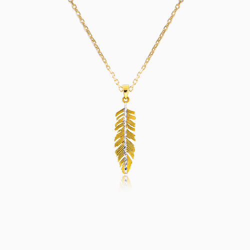 Gold Feather Pendant
