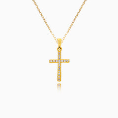 Double-sided cross with cubic zirconia and onyx