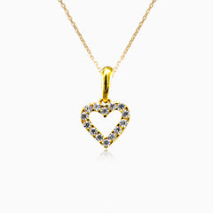 Petit cœur en or avec pierres de zircone cubique brillantes