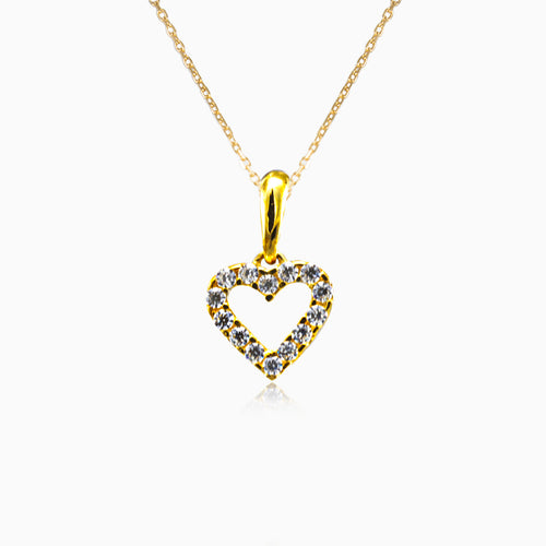 Petit cœur en or avec pierres de zircone cubique brillantes
