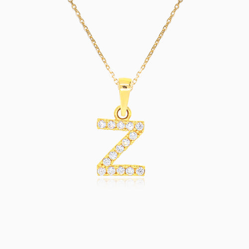 Pendentif en or lettre "Z" avec zircons