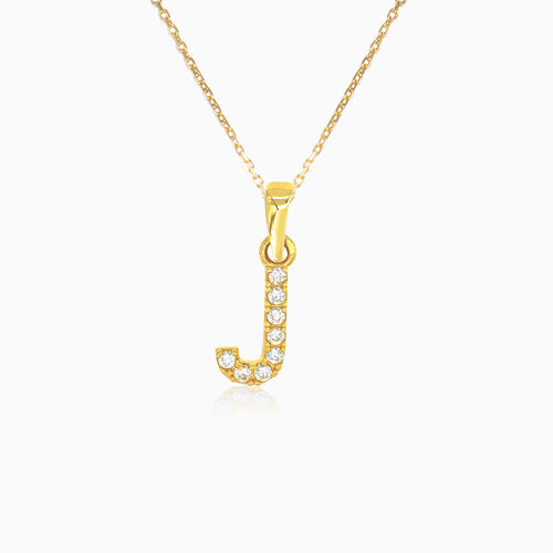 Pendentif en or de la lettre "J" avec zircons