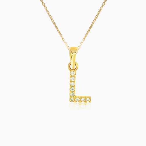 Pendentif en or de la lettre "L" avec zircons