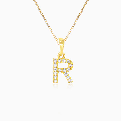 Gold-Anhänger mit dem Buchstaben "R" und Zirkonias