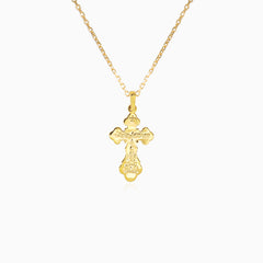 Kleines goldenes Kreuz mit detaillierter Jesus-Darstellung