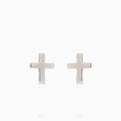 Weißgoldene Kreuz-Ohrringe