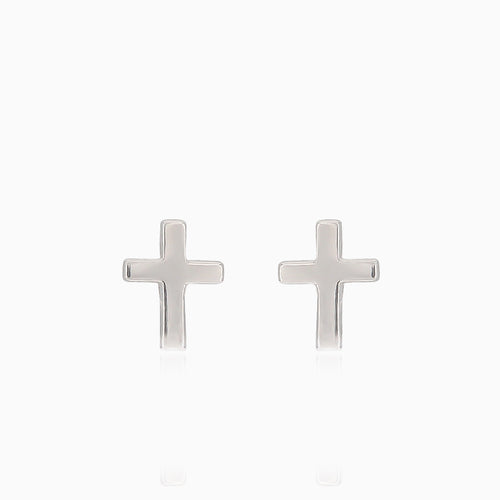 Weißgoldene Kreuz-Ohrringe