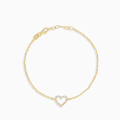 Gold bracelet with one heart