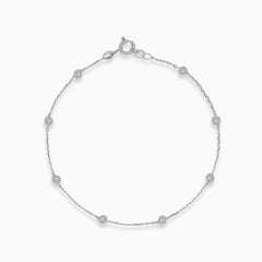 Pulsera de oro blanco con bolas simples