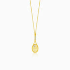 Gold necklace with tennis racket and zirkonias