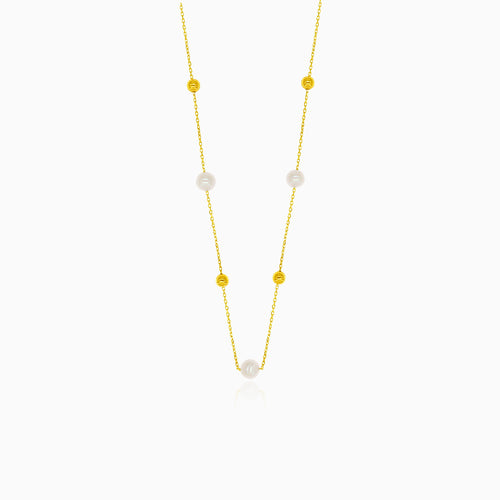Gold-Halskette mit Perlen und Goldkugeln