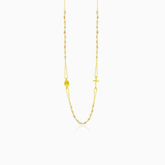 Kleine Rosenkranzkette aus Gold mit zweifarbigen Perlen
