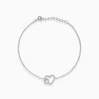 Silver two-hearted bracelet with cubic zirconia