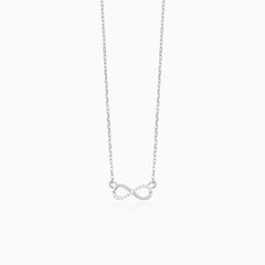 Silver infinity necklace with zircons