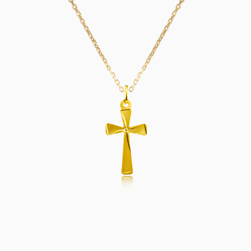 Glattes goldenes Kreuz mit gedrehtem Muster