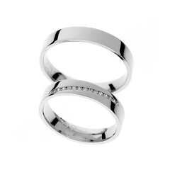 Bague de mariage en or blanc poli brillant