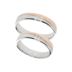 Anillo de boda de oro rosa y blanco