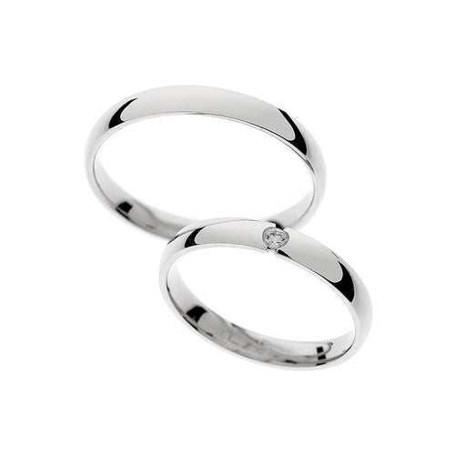 Elegant white gold wedding ring with stone option