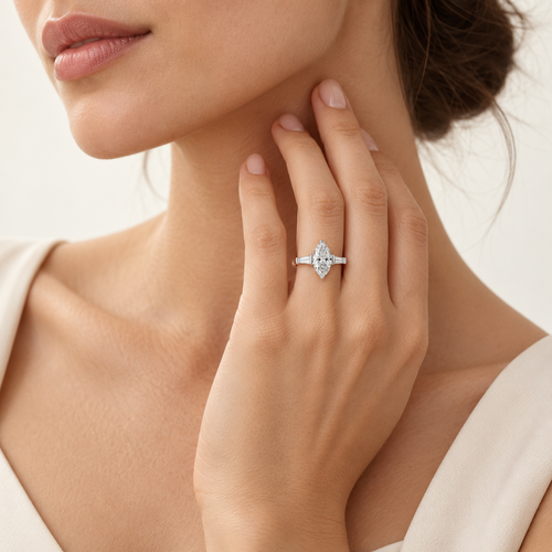 Marquise Diamond Engagement Ring in White Gold