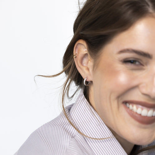Elegant white gold hoops with cubic zirconia