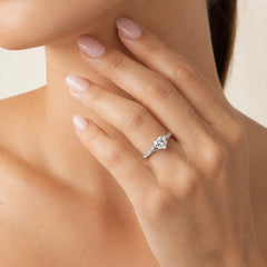 Sterling Silver Heart Cut Pavé Ring