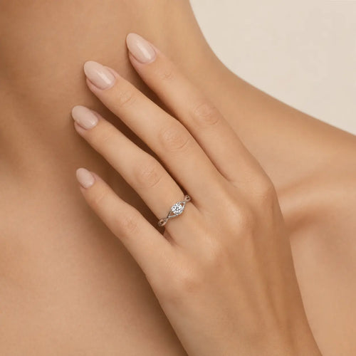 White Gold Twisted Cubic Zirconia Ring