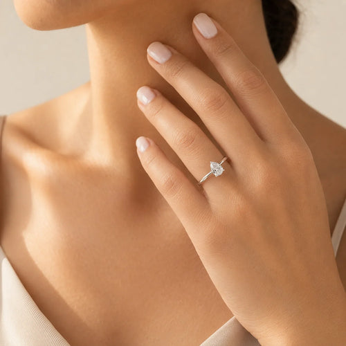 Sterling Silver Pear Cut Solitaire Ring