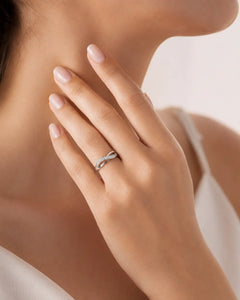 Sterling Silver Pavé-Set Round Zirconia Ring