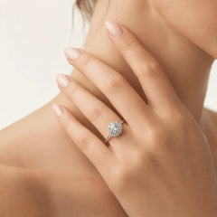 Sterling Silver Round Halo Ring