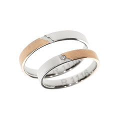 Bague de mariage moitié or rose, moitié or blanc