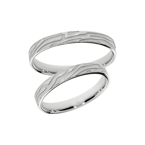 Designer-Weißgold-Ehering mit Hochglanz- und Matt-Finish