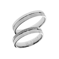 Half polished half matte finish white gold wedding ring
