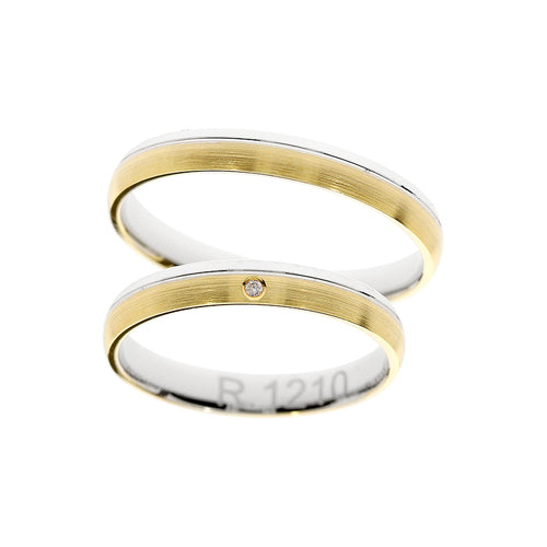 Gelb- und Weißgold schlichter Ehering