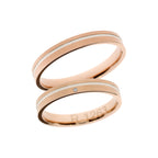 Rose gold wedding ring with white rhodium line