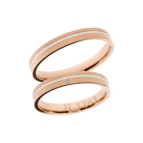 Roségold Ehering mit weißer Rhodium-Linie