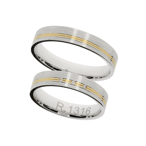 Ring aus Weiß- und Gelbgold mit quadratischem Design