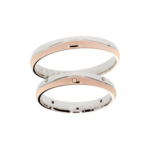 Eleganter Ehering aus Weiß- und Roségold
