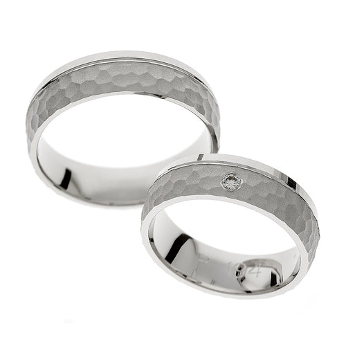 Solitaire white gold wedding ring with matte and polish finish