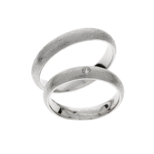 Matte finish white gold rings