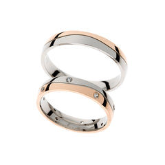 Bague de mariage moitié or blanc, moitié or rose