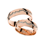 Rose gold wedding ring with rhodium channel