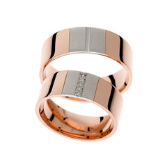 Bague de mariage massive en or blanc et or rose