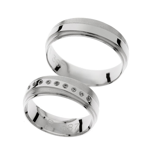 Elegant wide white gold wedding rings