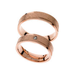 Rose gold sandblasted wedding rings