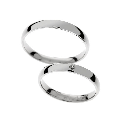 Elegant thin white gold wedding rings
