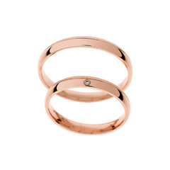 Anillos de boda de oro rosa con diamante