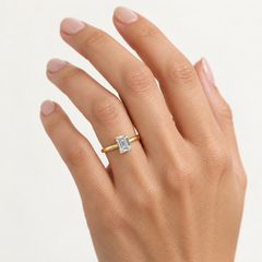 Rectangular Lab-Grown Diamond Ring in Yellow Gold